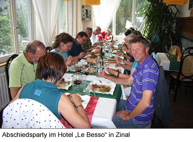 Abschiedsparty im Hotel „Le Besso“ in Zinal