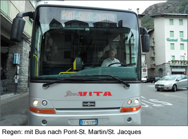 Regen: mit Bus nach Pont-St. Martin,St. Jacques