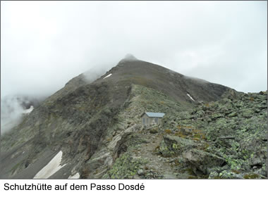 Schutzhütte auf dem Passo Dosdé